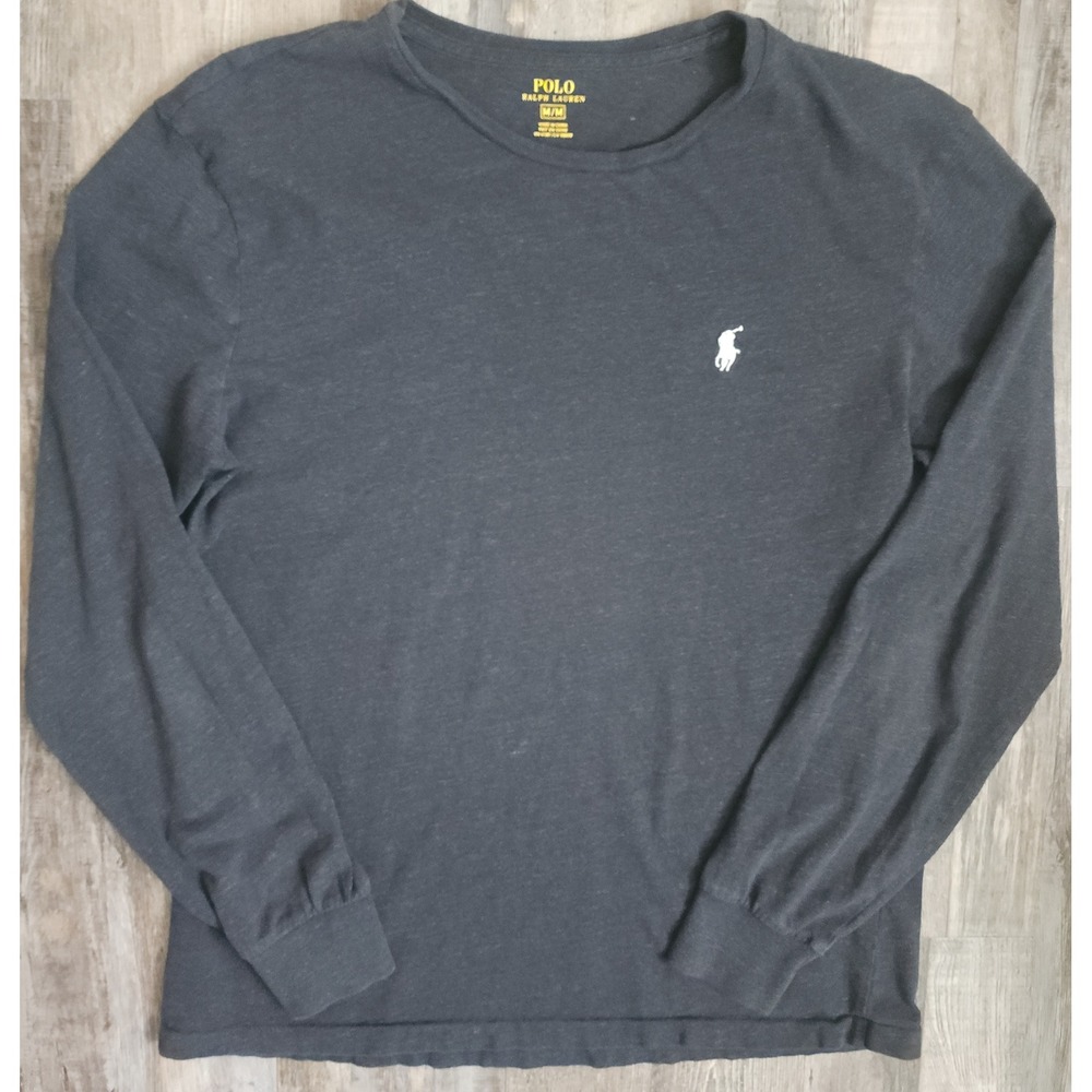 Polo Ralph Lauren Long Sleeve T-Shirt Mens Medium Grey Pony Logo Crewneck Tee